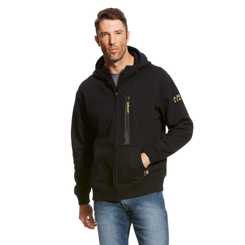 Sudadera Con Capucha Ariat Rebar Workman Full Zip Negras Hombre - Chile 312-CNMDOK